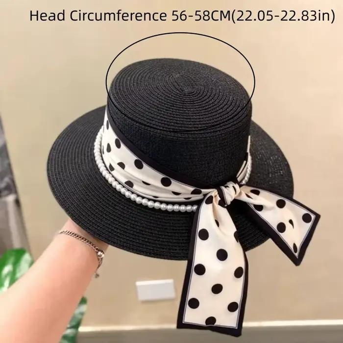 Chapeau de plage élégant en paille tressée avec perles