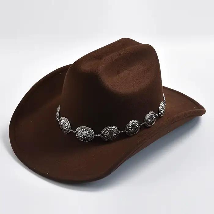 Nouveau chapeau de cowboy occidental pour femmes en coton et polyester, accessoire photo et chapeau de jazz, idéal pour robes de soirée et occasions festives