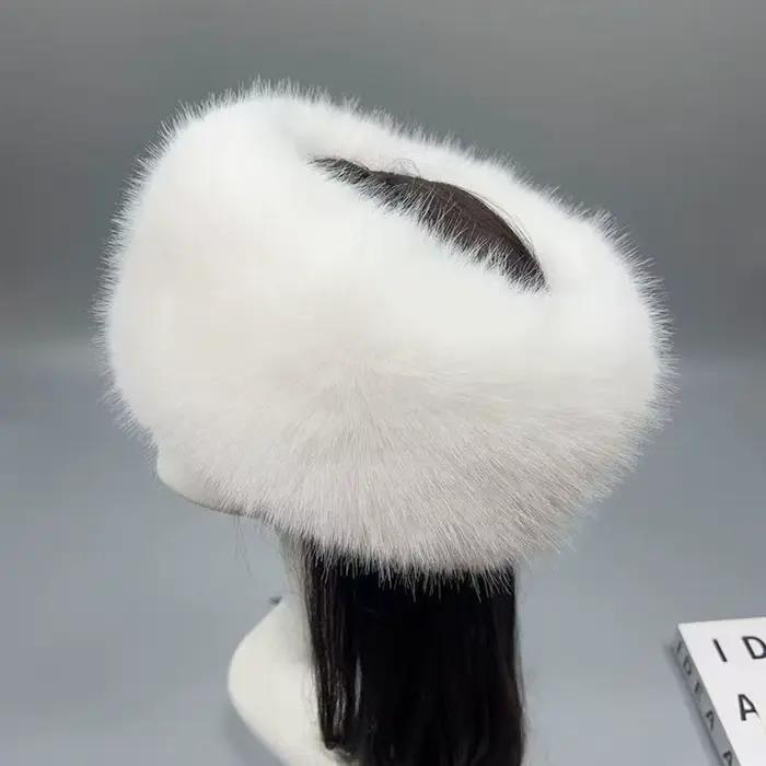 Chapeau en fourrure moelleuse pour femme