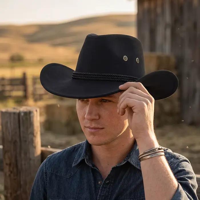 1PC Chapeau de cowboy western en feutre marron