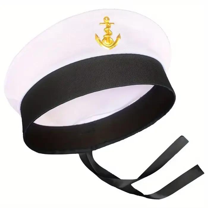 Chapeau de marin transfrontalier en ruban noir sans bord