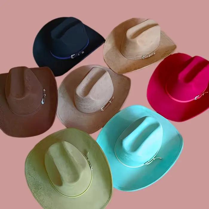 Chapeau de cowboy en daim à large bord roulé style western