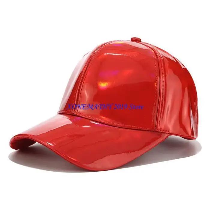 Casquette Baseball en Simili Cuir Holographique Arc-en-Ciel pour Femmes Occasions Spéciales Festival Musique Plage Mode Hiver Printemps