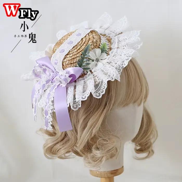 Chapeau de paille Harajuku kawaii patchwork pour femmes et filles été plage coiffure extérieure élégance soleil ocassions spéciales