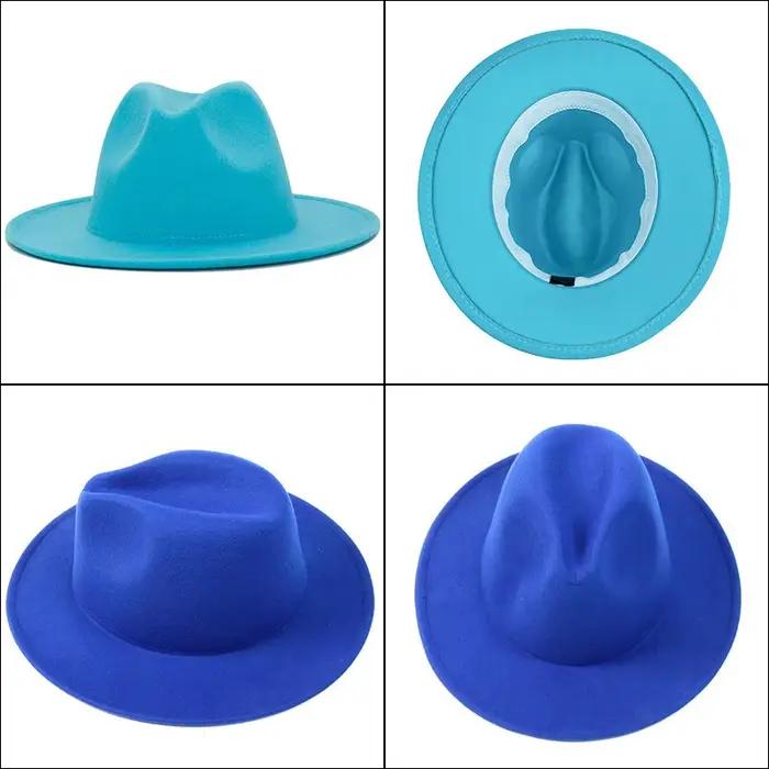 Automne hiver femmes feutre chapeau Fedoras grand bord chapeaux