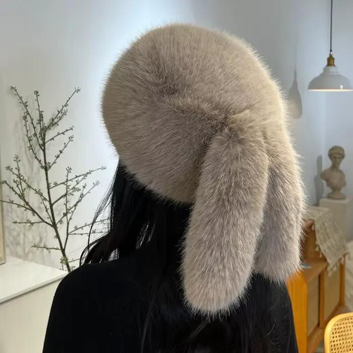 Nouveau Chapeau d'Hiver en Fausse Fourrure de Renard pour Femme