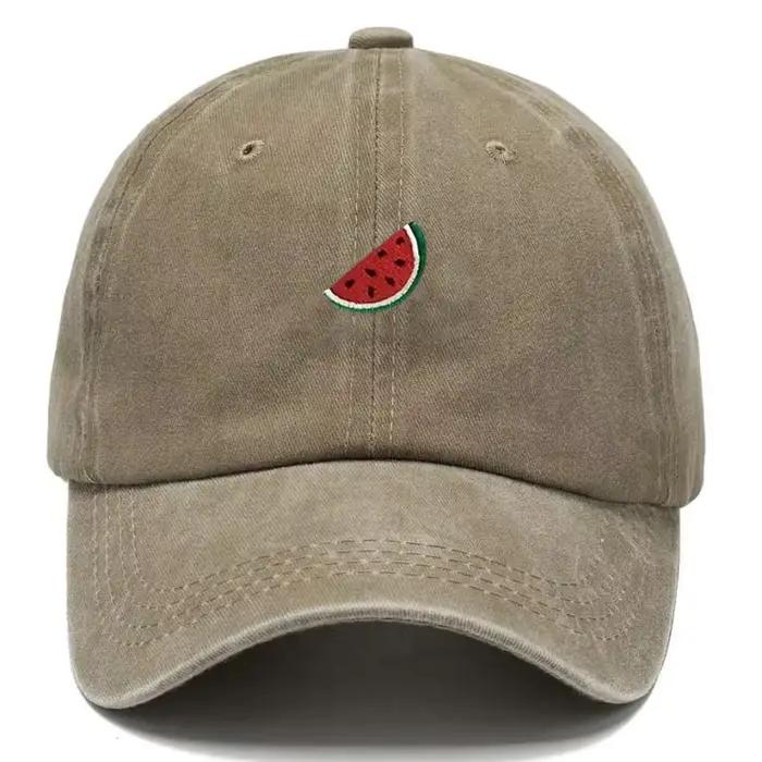Casquette de Baseball en coton délavé Vintage pastèque personnalisée