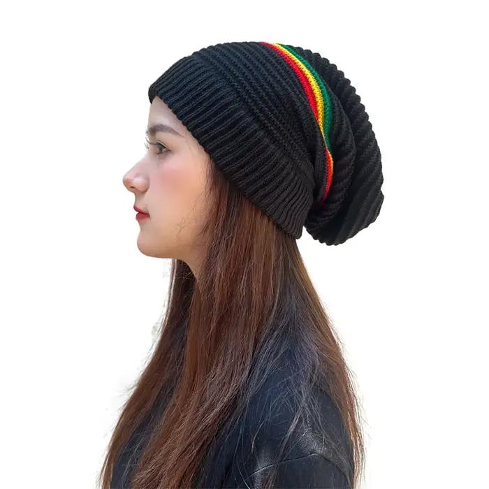 Bonnet tricoté gorro rasta style hip-pop homme femme multicolore pour l'hiver décontracté et culturel