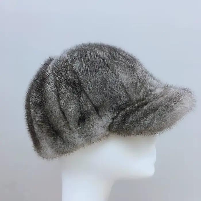 Casquette de Baseball en fourrure de vison véritable pour homme et femme