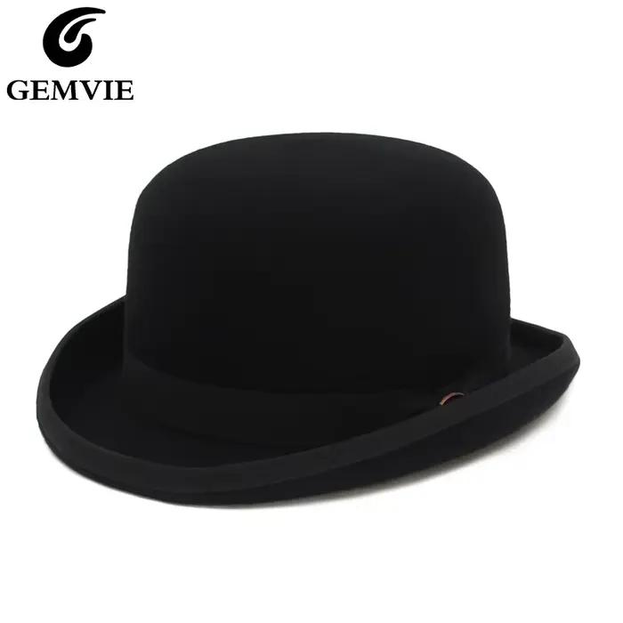 Chapeau Derby en laine feutre 100% avec doublure en satin et bandeau en cuir pour hommes et femmes occasions formelles et cérémonies