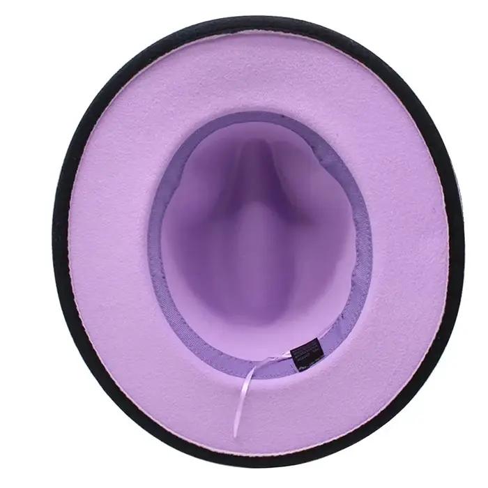 Chapeau Fedora femmes chapeaux en feutre pour hommes dégradé de couleur casquette melon à large bord décontracté Cowboy