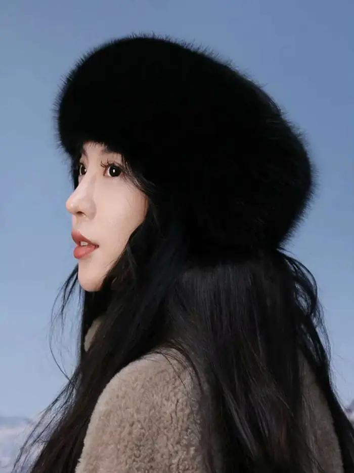 Chapeau en fourrure de renard pour femme