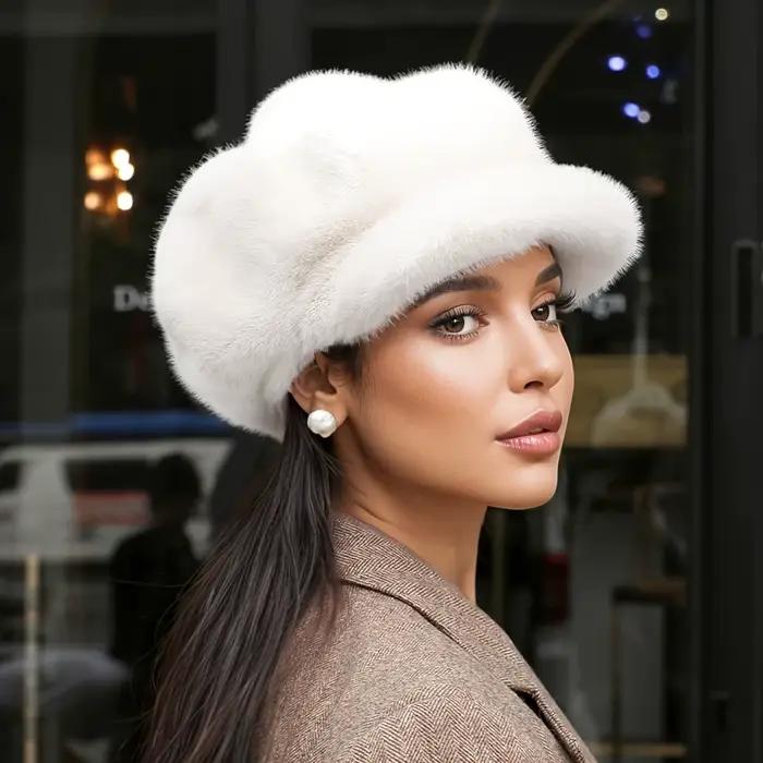 Bérets en peluche d'automne et d'hiver pour femmes