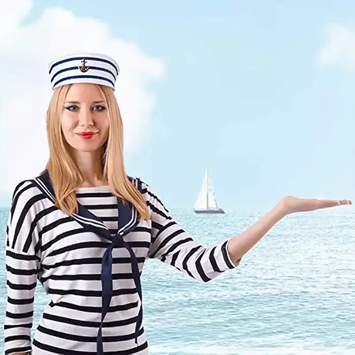 Chapeaux de Marin à Rayures Bleues