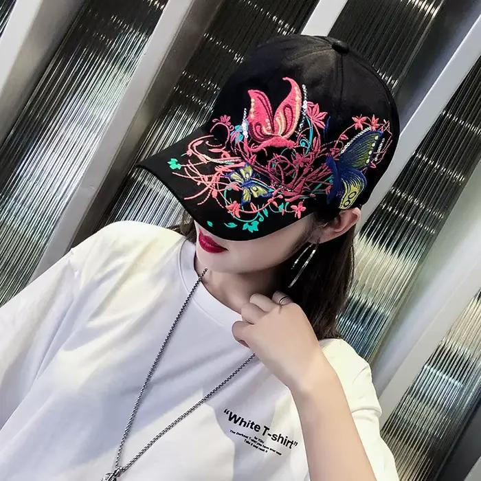 Casquette de baseball femmes brodé fleur chapeau