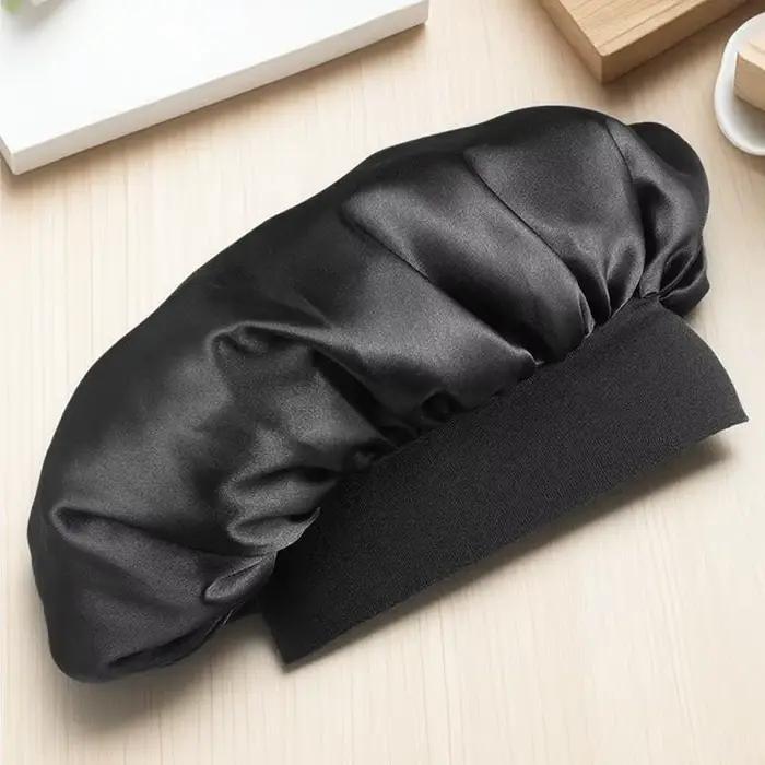 Bonnet de nuit large noir taille grande 56-58 cm