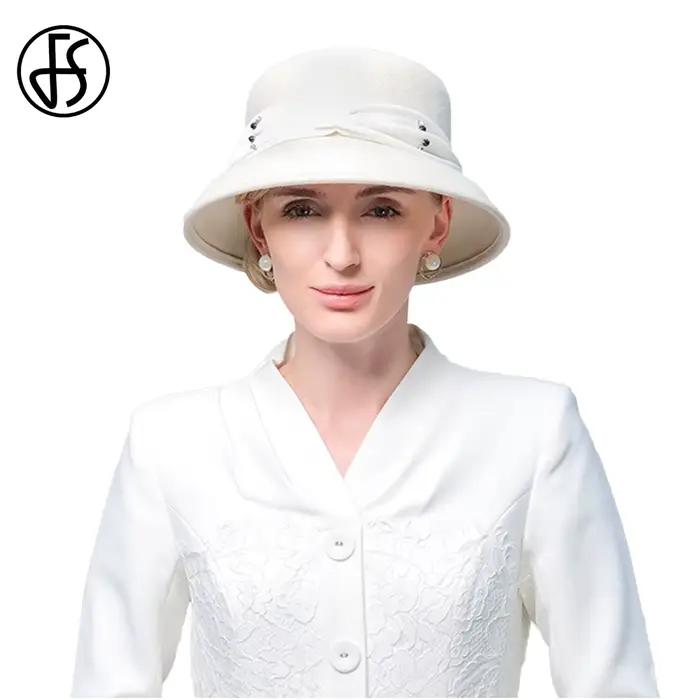 Chapeaux melon d'église blancs pour femmes