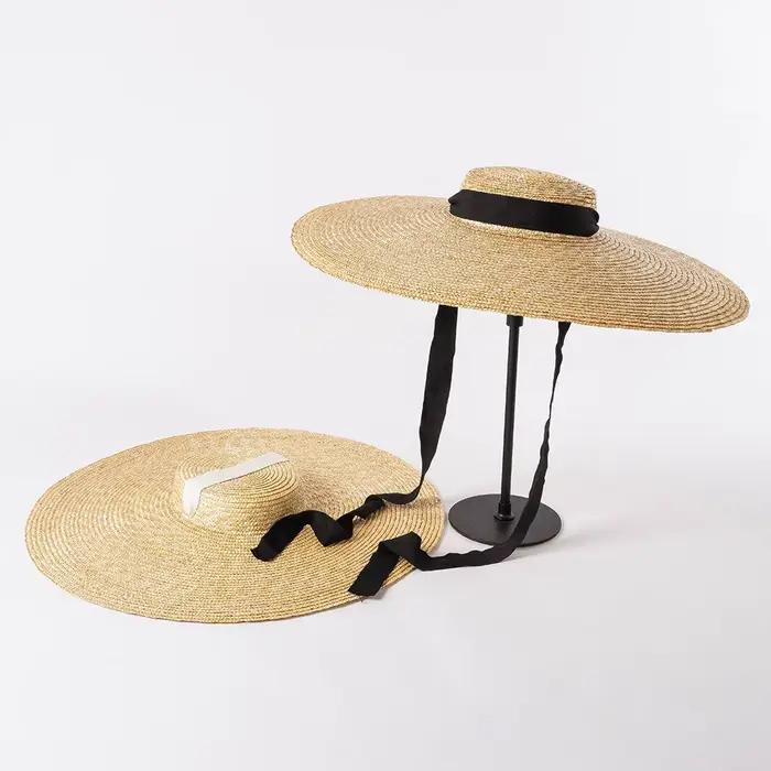 Été 15 cm large bord joli chapeau de paille plat chapeaux