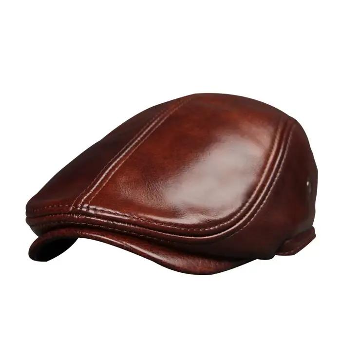 Chapeau en cuir véritable pour hommes