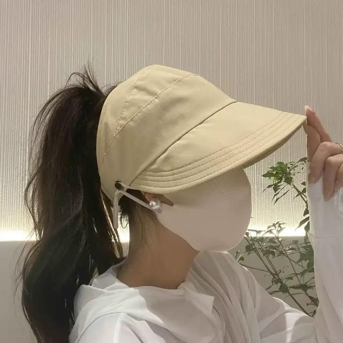 Chapeau de soleil pliable pour femme avec large bord et haut respirant – Parfait pour queues de cheval