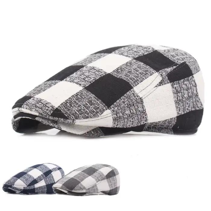 Béret français à carreaux pour hommes et femmes