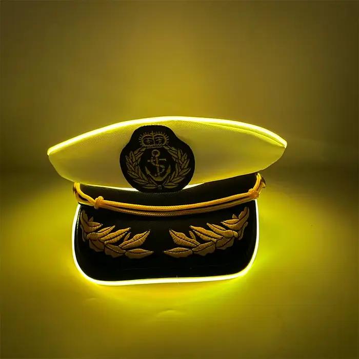 Chapeau Capitaine Yacht Casquette Lumineuse Blanc Marin Hommes Femmes Occasions Spéciales Cosplay Halloween Costume