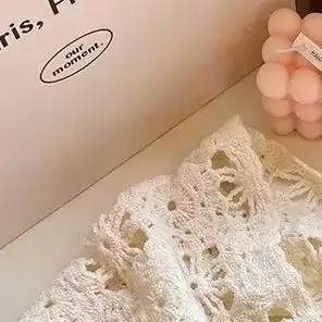 Mode tricoté foulard chapeau français Style pastorale Triangle bandeau à la main Crochet