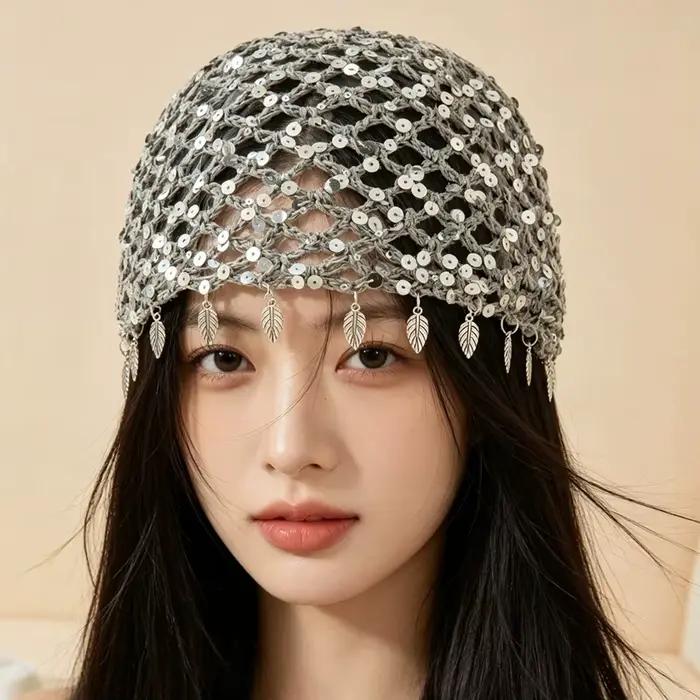 Bonnet à sequins ajouré pour femme – Design respirant d'été