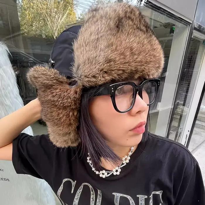 Hommes femmes trappeur Bomber chapeaux russe Ushanka chaud hiver fourrure oreillette chapeau Sports de plein air ski chasse pêche casquette en peluche