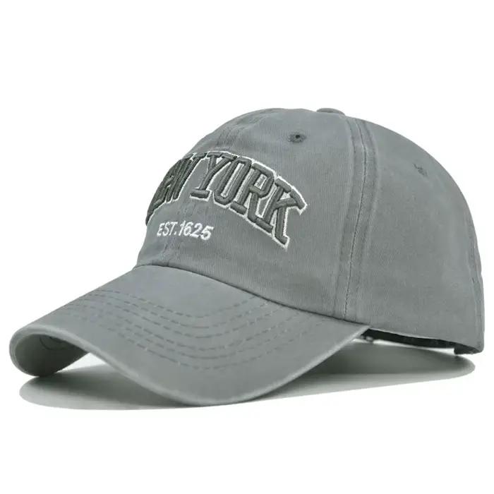 Casquette en coton délavé New York tendance pour hommes et femmes