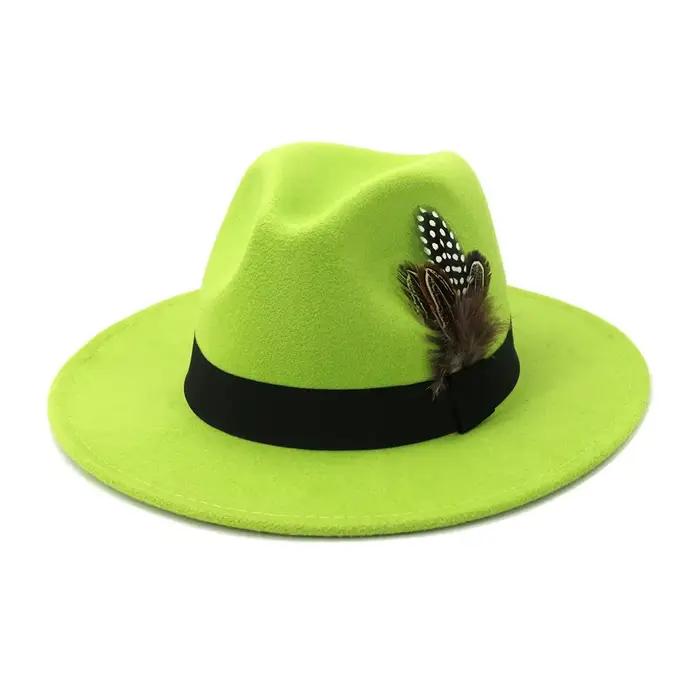 Plume jaune Fedoras hommes fedora chapeau