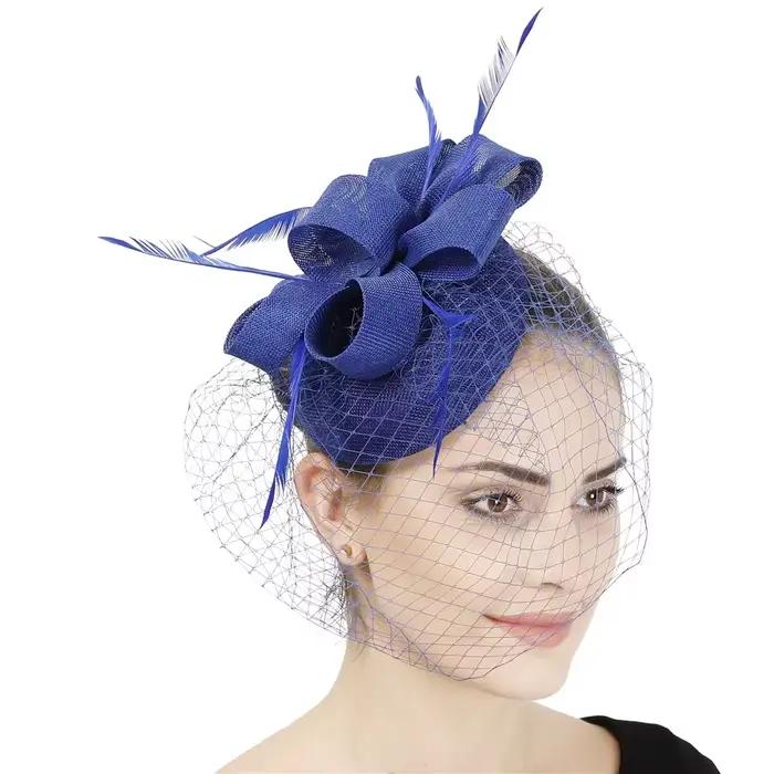 Chapeau de mariée en plumes roses pour mariage cocktail soirée chic occasion spéciale femmes elegant multicolore personnalisable