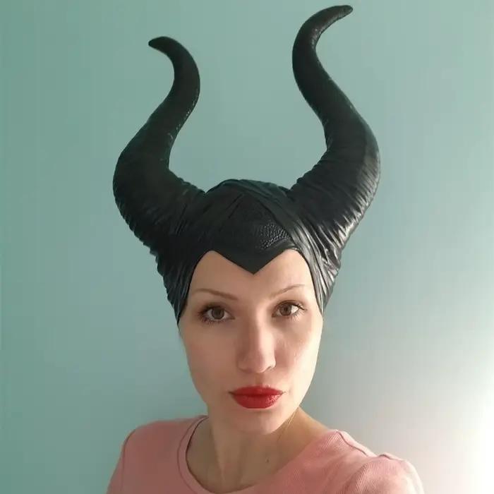Coiffe de déguisement d'Halloween, chapeau noir avec cornes de reine