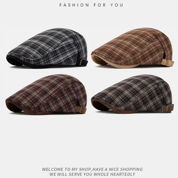 Bérets automne hiver casquette pour hommes femmes rétro artiste peintre Plaid béret chapeau mâle femme Ivy
