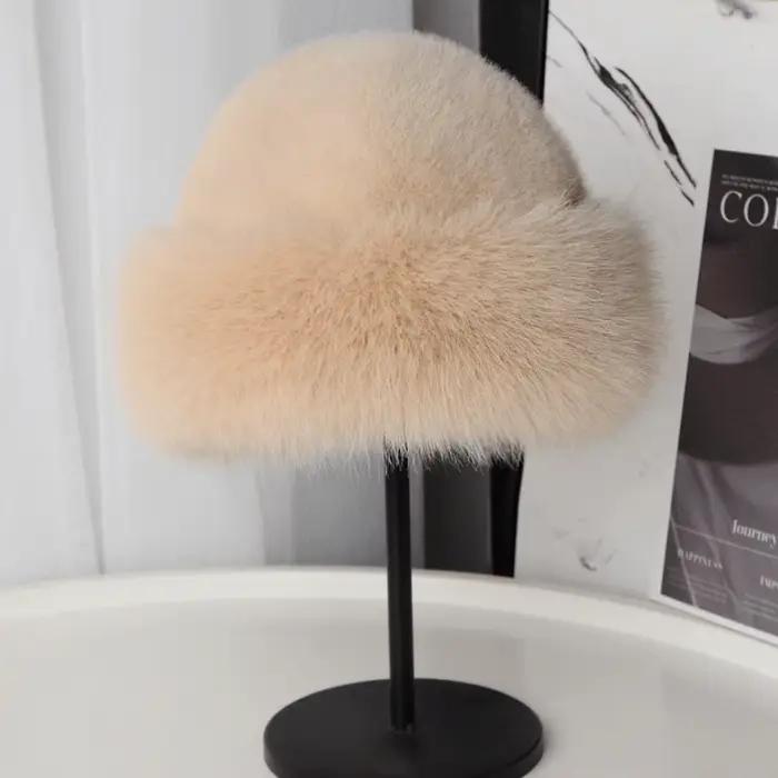 Chapeau d'hiver en fourrure moelleuse décontracté pour homme et femme multicolore pour toutes les saisons occassions cadeaux de Noël