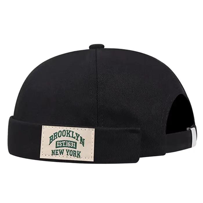 Étiquette de tissu sans bride Skullies casquette bonnet chapeau hommes rue Portable Docker chapeaux Melon peau