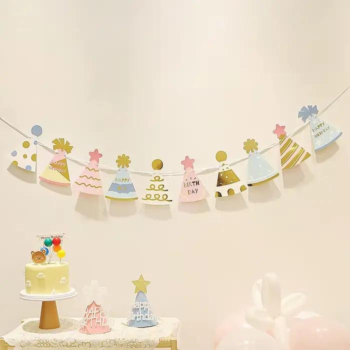 Banderoles de chapeau d'anniversaire pour réception-cadeau pour bébé