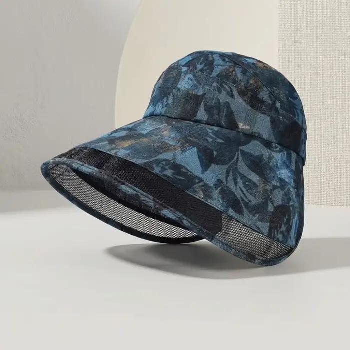 Chapeau de pêcheur anti-UV réglable à visière ouverte en polyester respirant