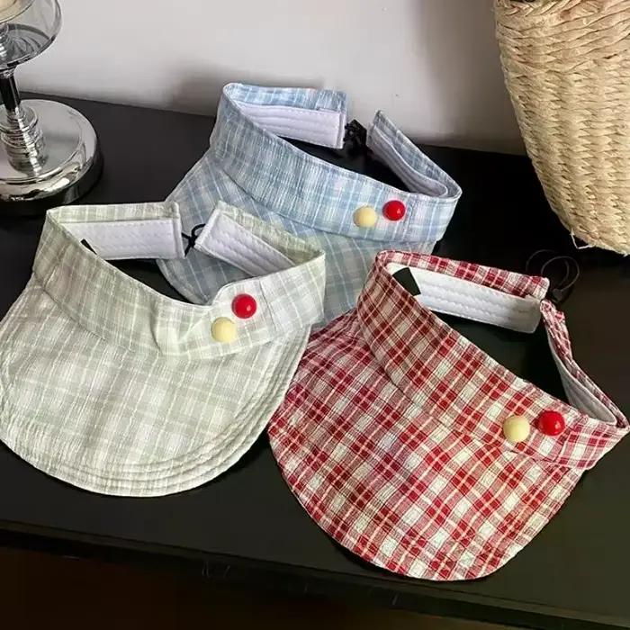 Chapeau de soleil rouge à carreaux pour fille