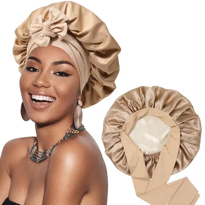 Nouveau Bonnet Double couche en Satin solide