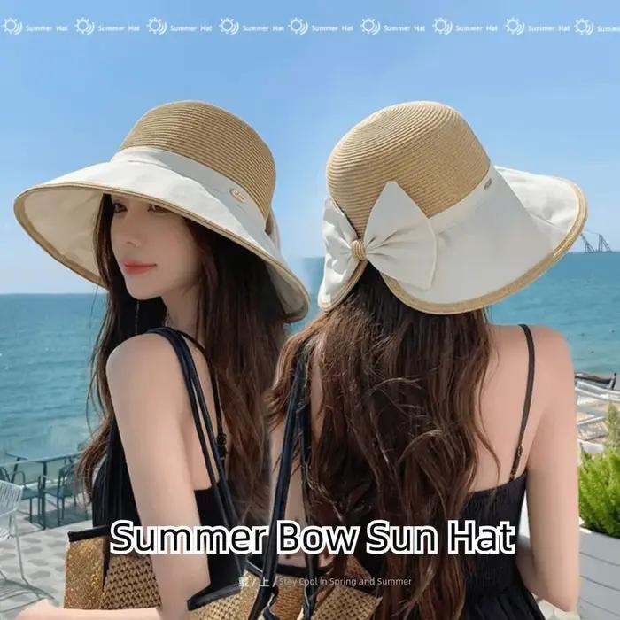 Chapeau de soleil élégant pour femme avec grand nœud