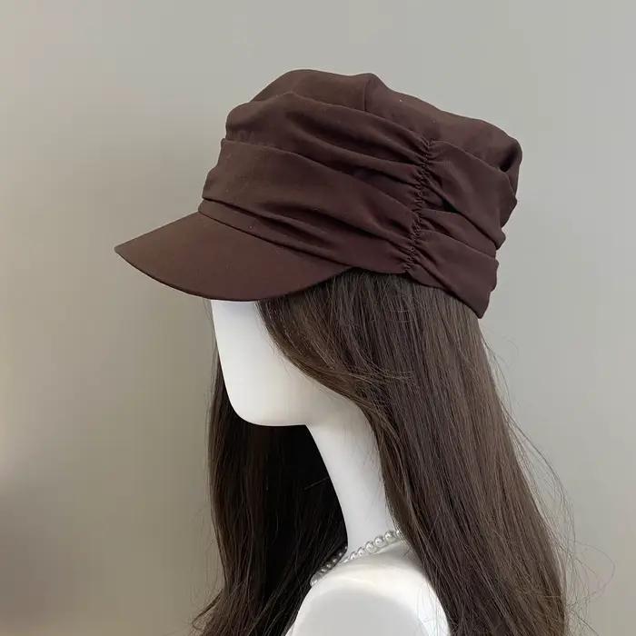 Casquette de style rétro plissée pour femme