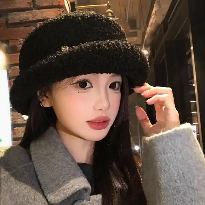Bérets en peluche de Style français élégant pour femmes
