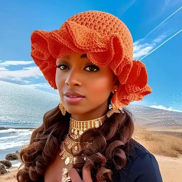 Chapeau seau à volants en Crochet coloré