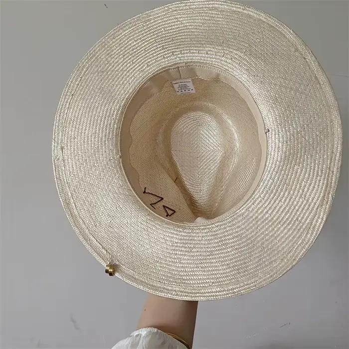Nouveaux chapeaux de paille pour femmes à la mode RB lettre vacances élégantes chapeau de plaisancier été plat haut