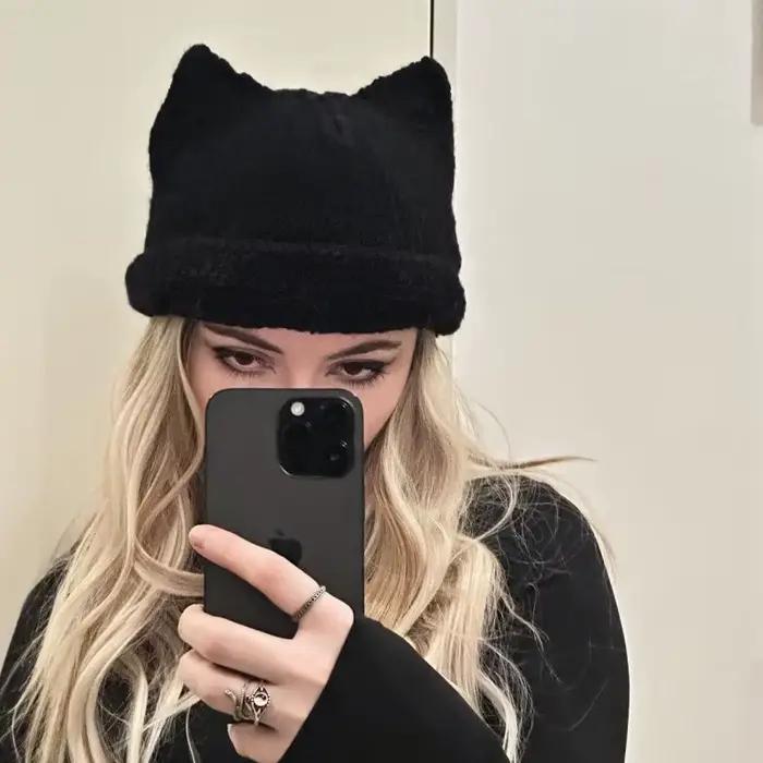 Masque de chauve-souris bonnets chat femme tricoté crâne casquette mascarade super-héros