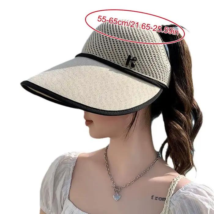 Chapeau de soleil en paille pour femme à large bord protection solaire été extérieur ocassions plage randonnée pique-nique