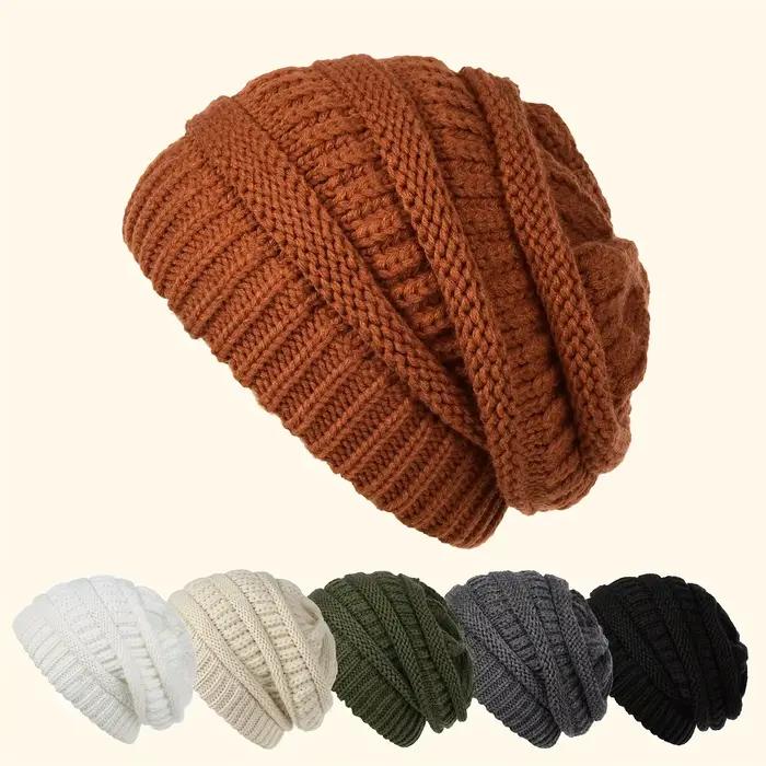 Bonnet tricoté chaud, doux et élastique sans bord