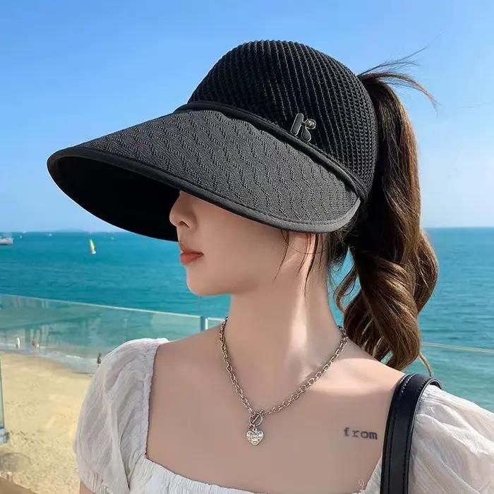Chapeau de soleil en paille pour femme à large bord protection solaire été extérieur ocassions plage randonnée pique-nique