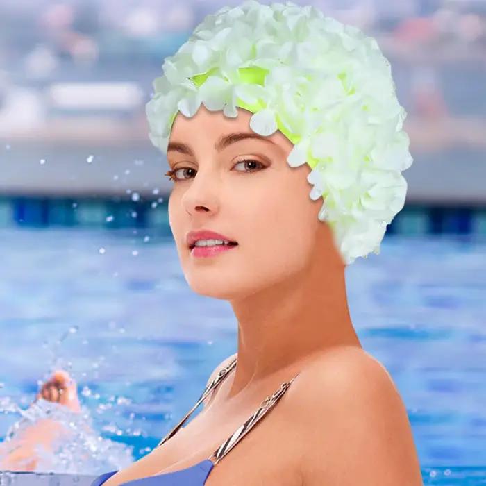 Bonnet de bain élastique 3D à motif floral rétro pour femme